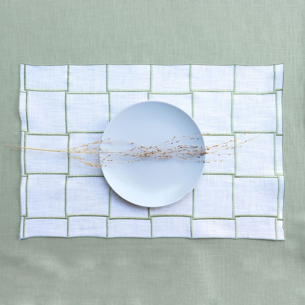 Linge de table textile - Set de table en lin | QUADRO Sage Green - GIARDINO SEGRETO