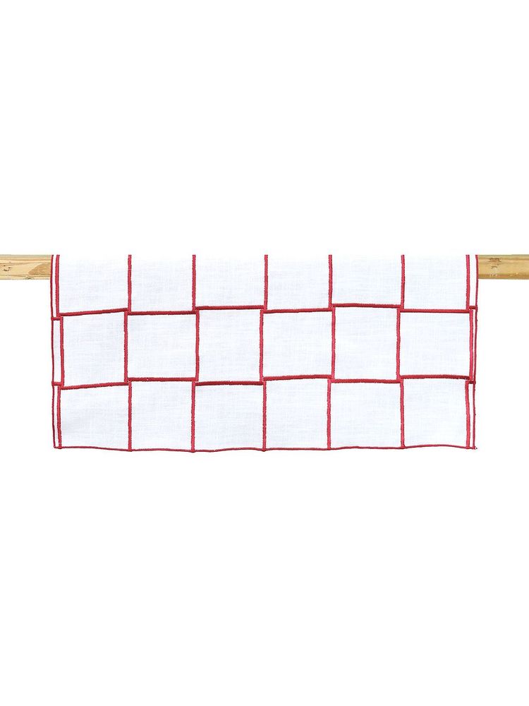 Table linen - Linen Table Runner - QUADRO Red - GIARDINO SEGRETO