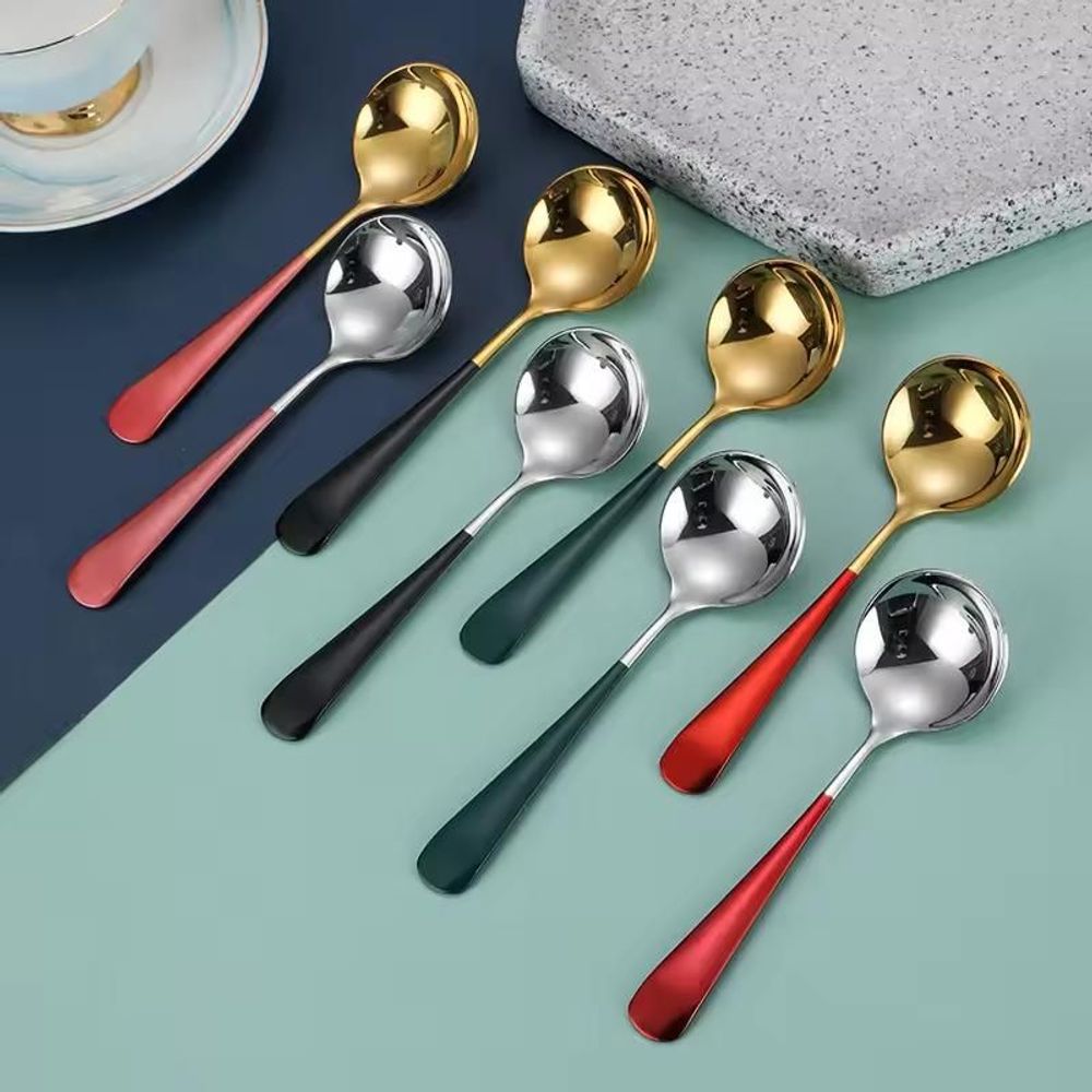 Ménagères - Cuillère Ronde Dorée Bicolore - Thé, café, dessert - 5 couleurs - SOSTRAW & SMARTTHINGS