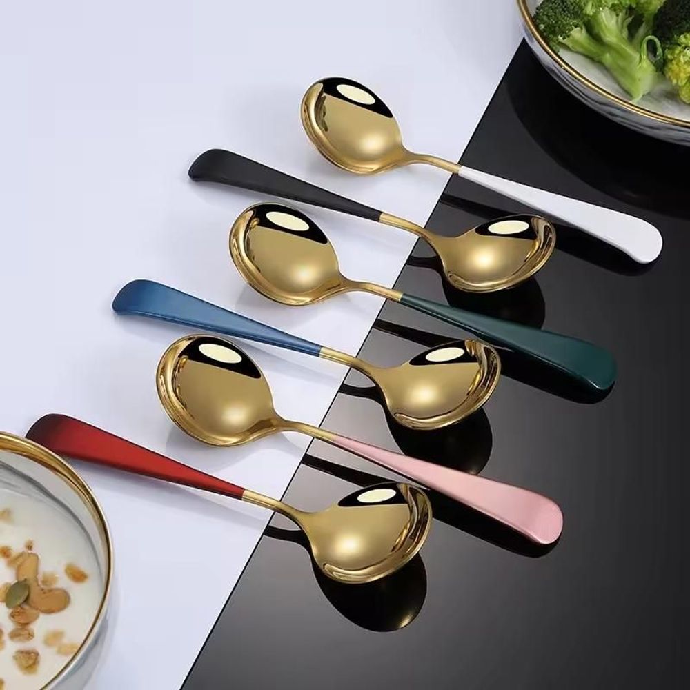 Ménagères - Cuillère Ronde Dorée Bicolore - Thé, café, dessert - 5 couleurs - SOSTRAW & SMARTTHINGS