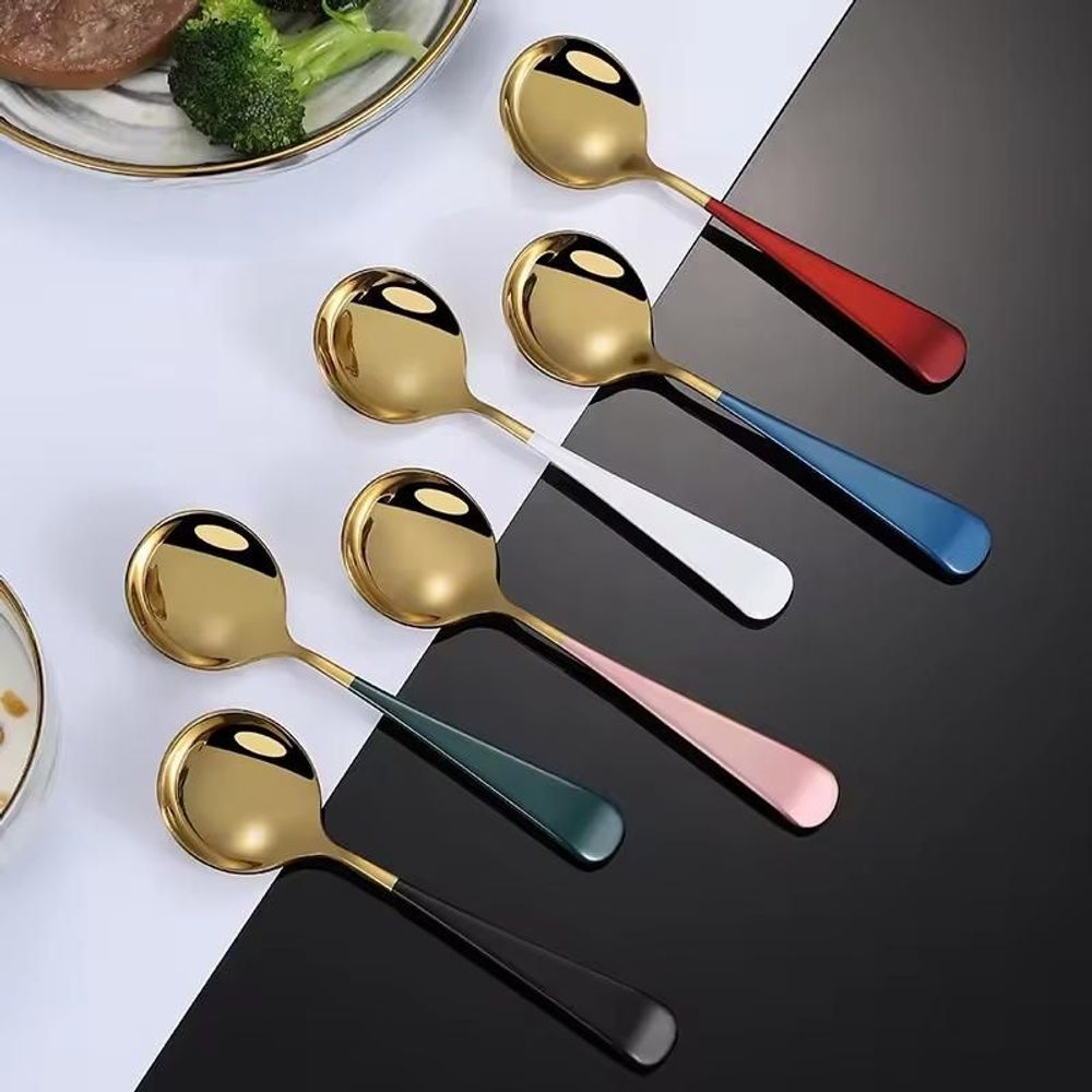 Ménagères - Cuillère Ronde Dorée Bicolore - Thé, café, dessert - 5 couleurs - SOSTRAW & SMARTTHINGS