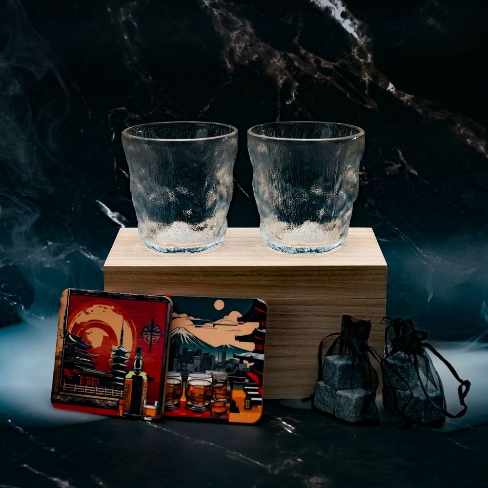Cadeaux - Verre Japonais - AJI310 - Coffret cadeau, dessous de verre et glaçons - SOSTRAW & SMARTTHINGS