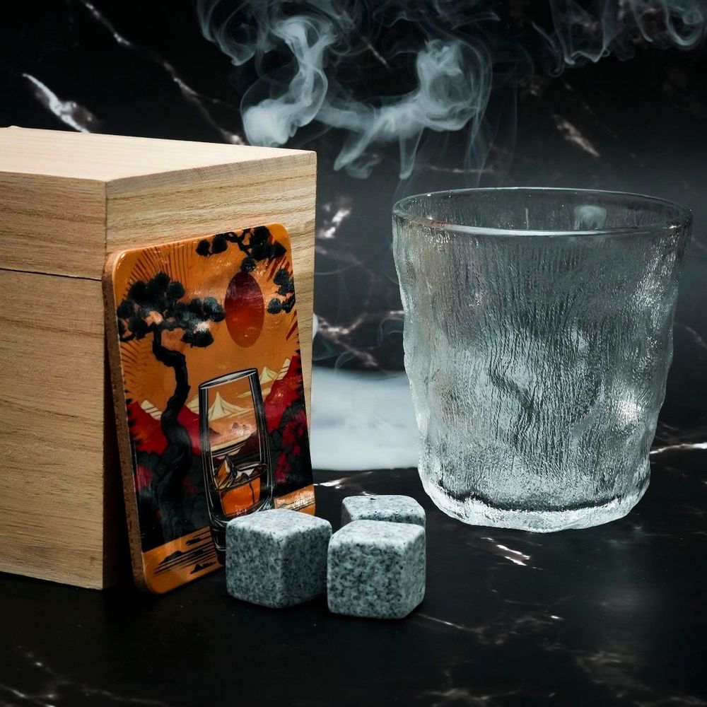 Cadeaux - Verre Japonais - AJI310 - Coffret cadeau, dessous de verre et glaçons - SOSTRAW & SMARTTHINGS
