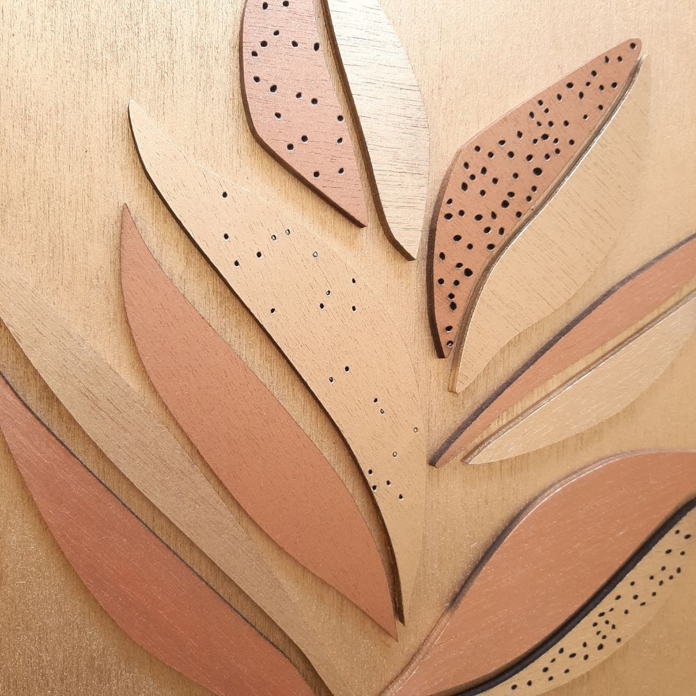 Other wall decoration - Textured wooden & embossed wall decoration - POUSSES OF LIFE - gold - LUMBRA BY PELLAS