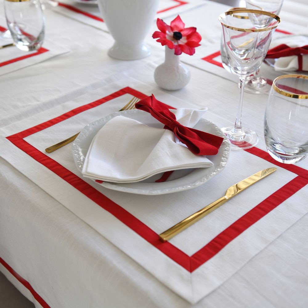 Linge de table textile - Nappe de table Red Stripes - ROSEBERRY HOME