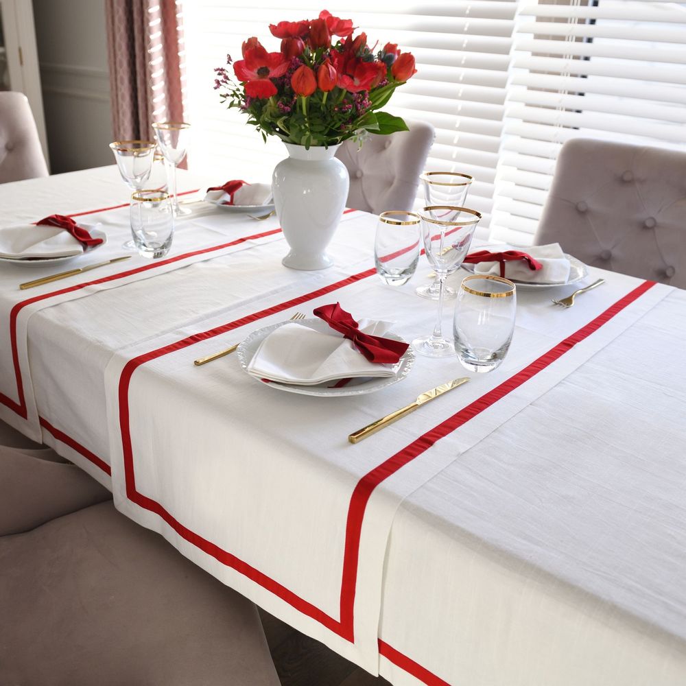 Table cloths - Runner Red Stripes 50x150 - ROSEBERRY HOME