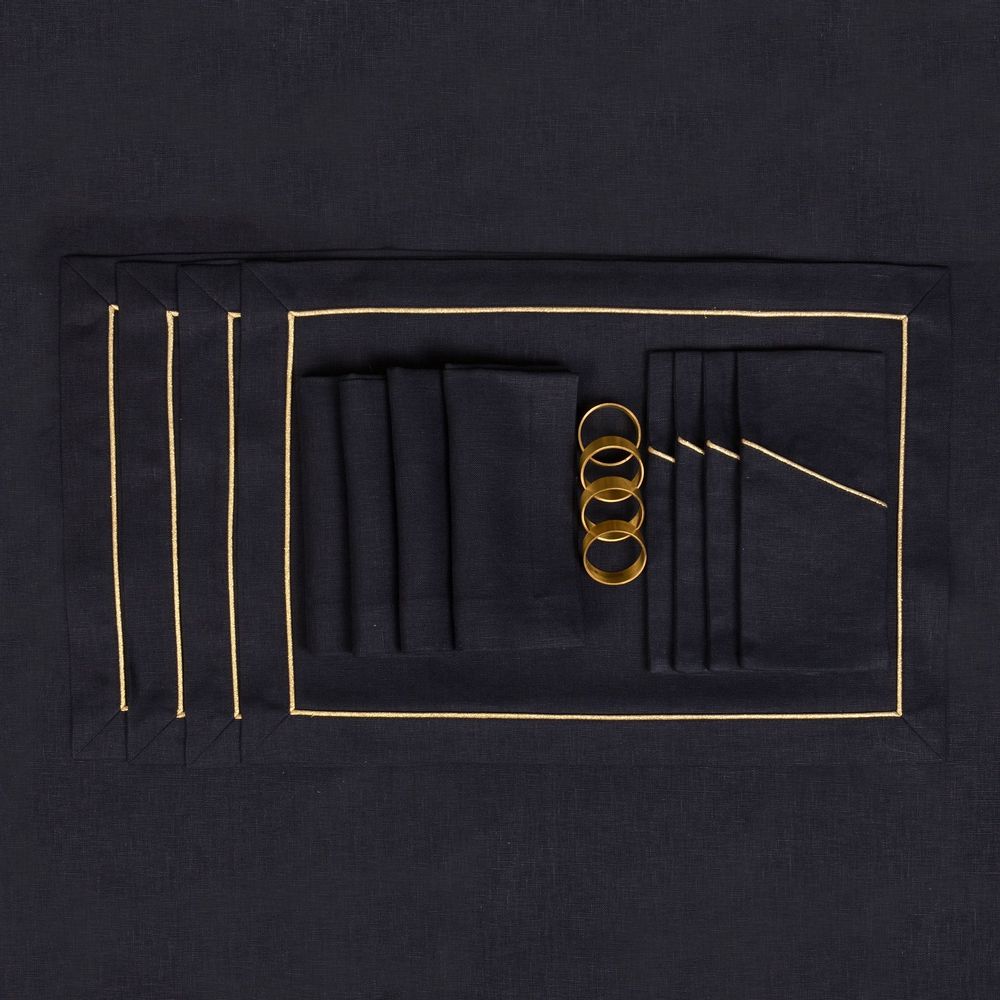 Nappes - Nappe de table Royal Black Goldenline - ROSEBERRY HOME