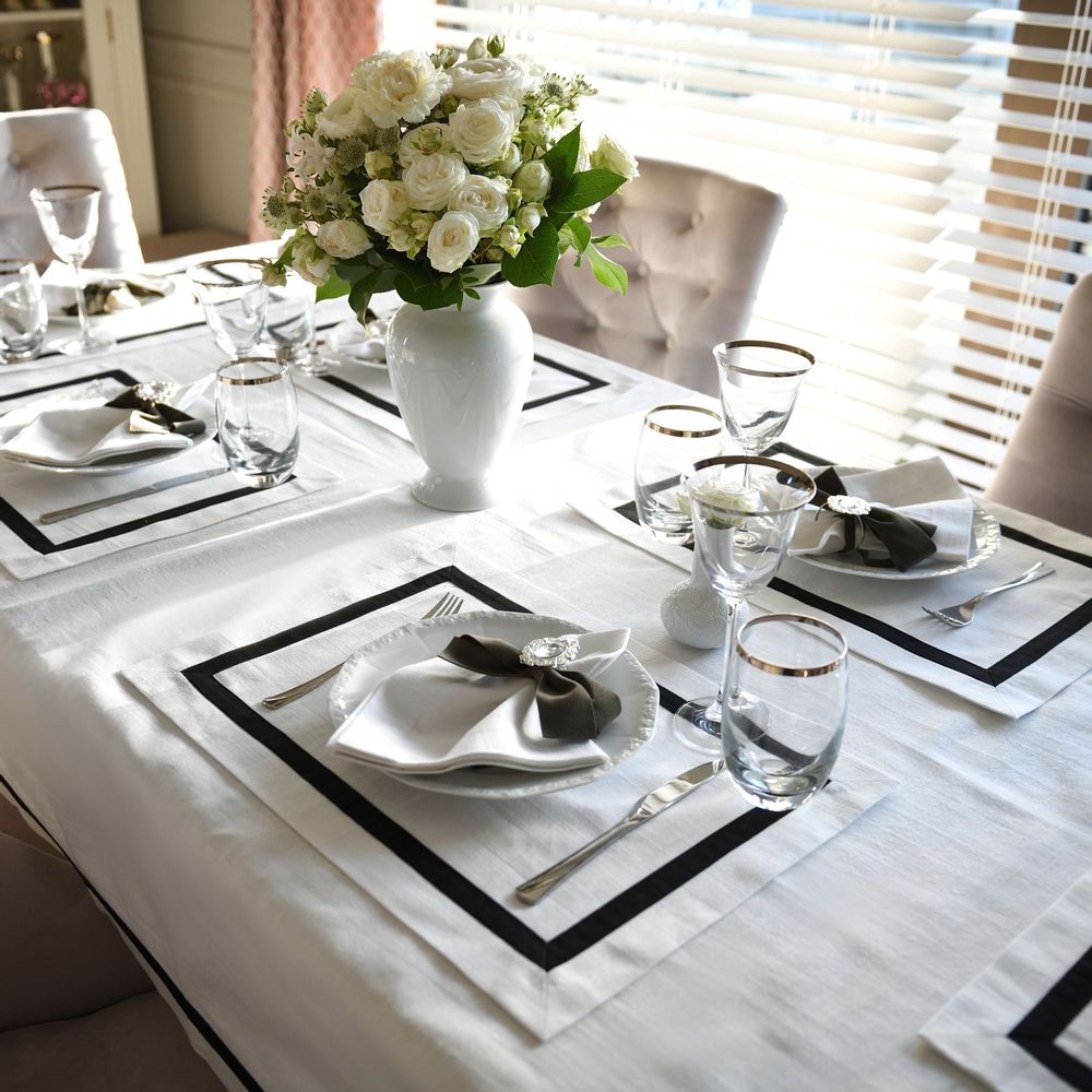 Nappes - Nappe de table Black Stripes - ROSEBERRY HOME