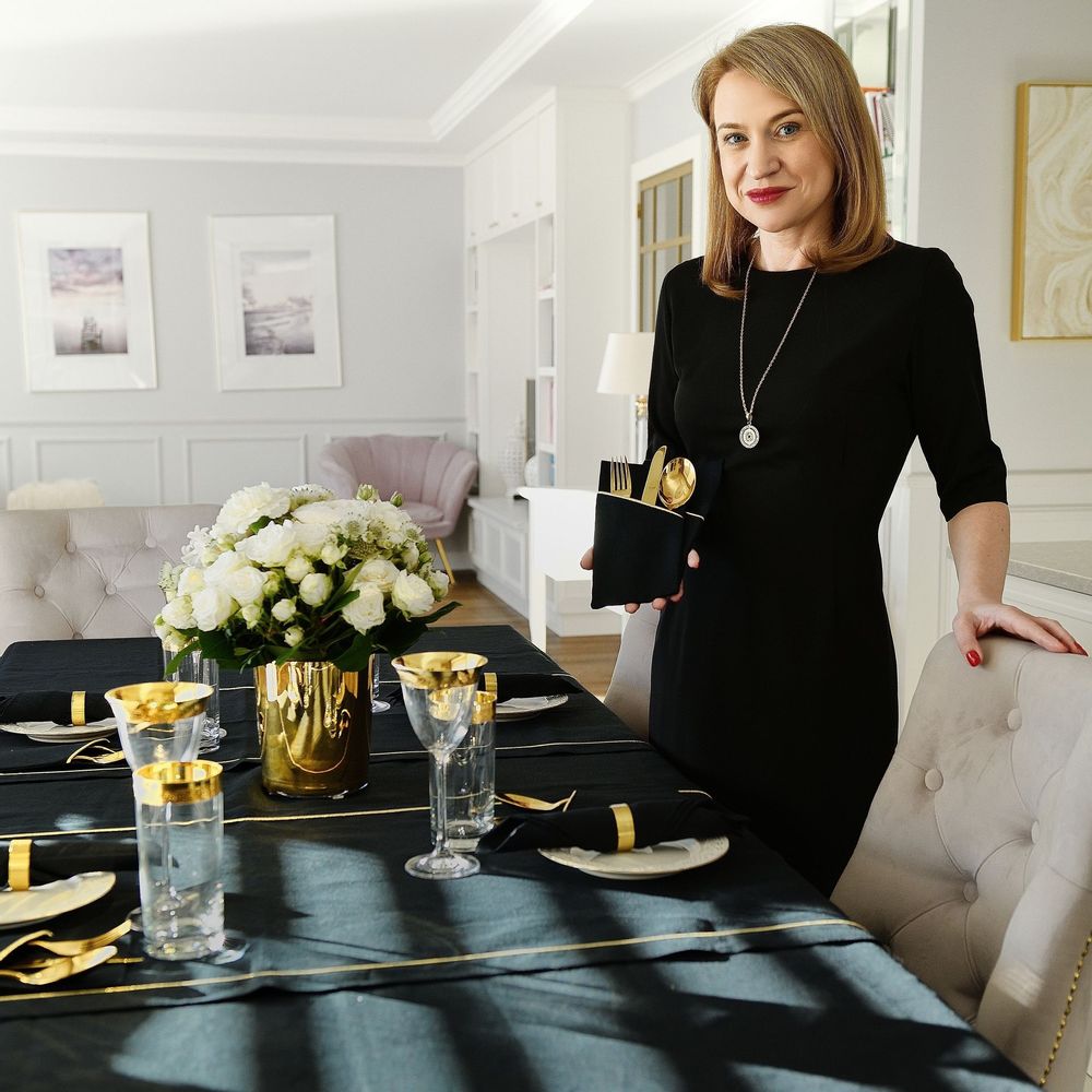 Table cloths - Tablecloth Royal Black Goldenline - ROSEBERRY HOME