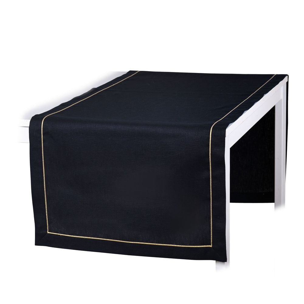 Table cloths - Tablecloth Royal Black Goldenline - ROSEBERRY HOME
