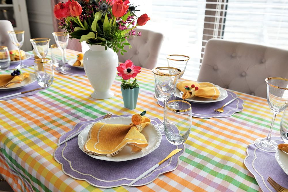 Table linen - Tablecloth Rainbow Gingham - ROSEBERRY HOME