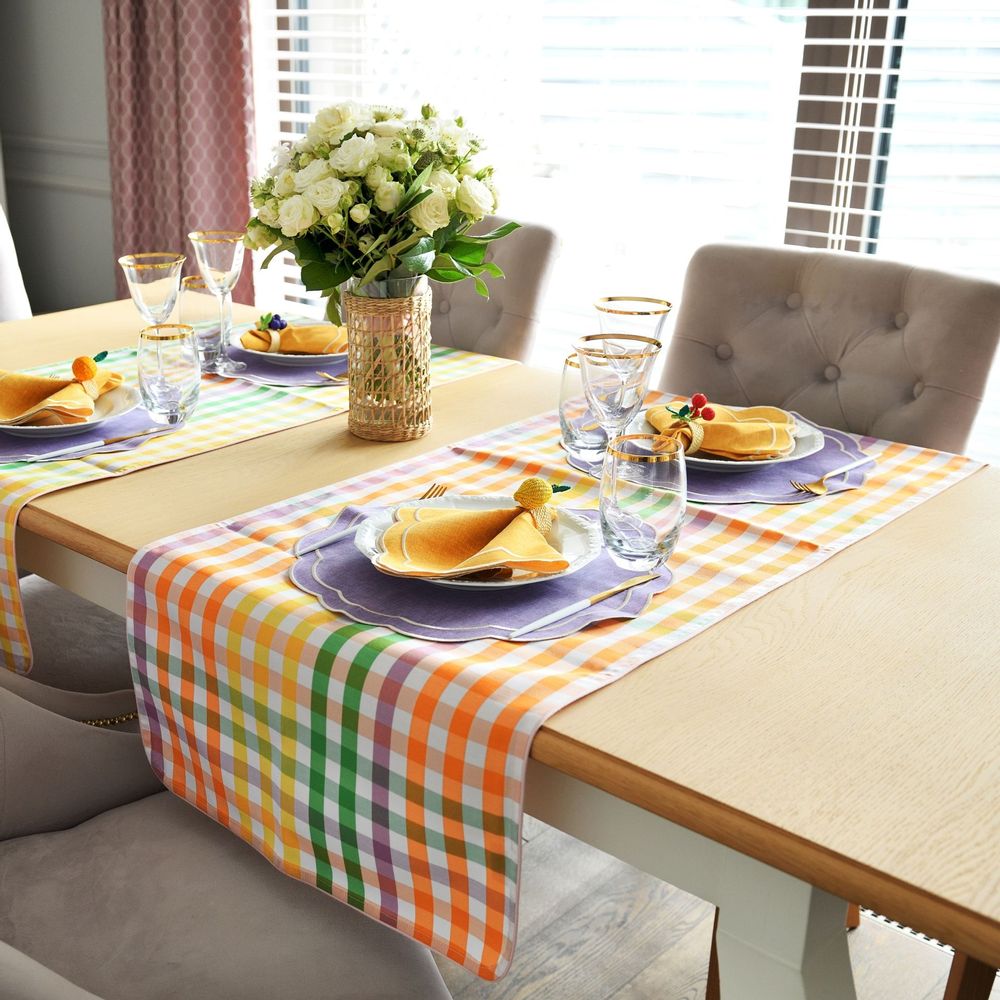 Table cloths - Runner Rainbow Gingham 50x150 - ROSEBERRY HOME