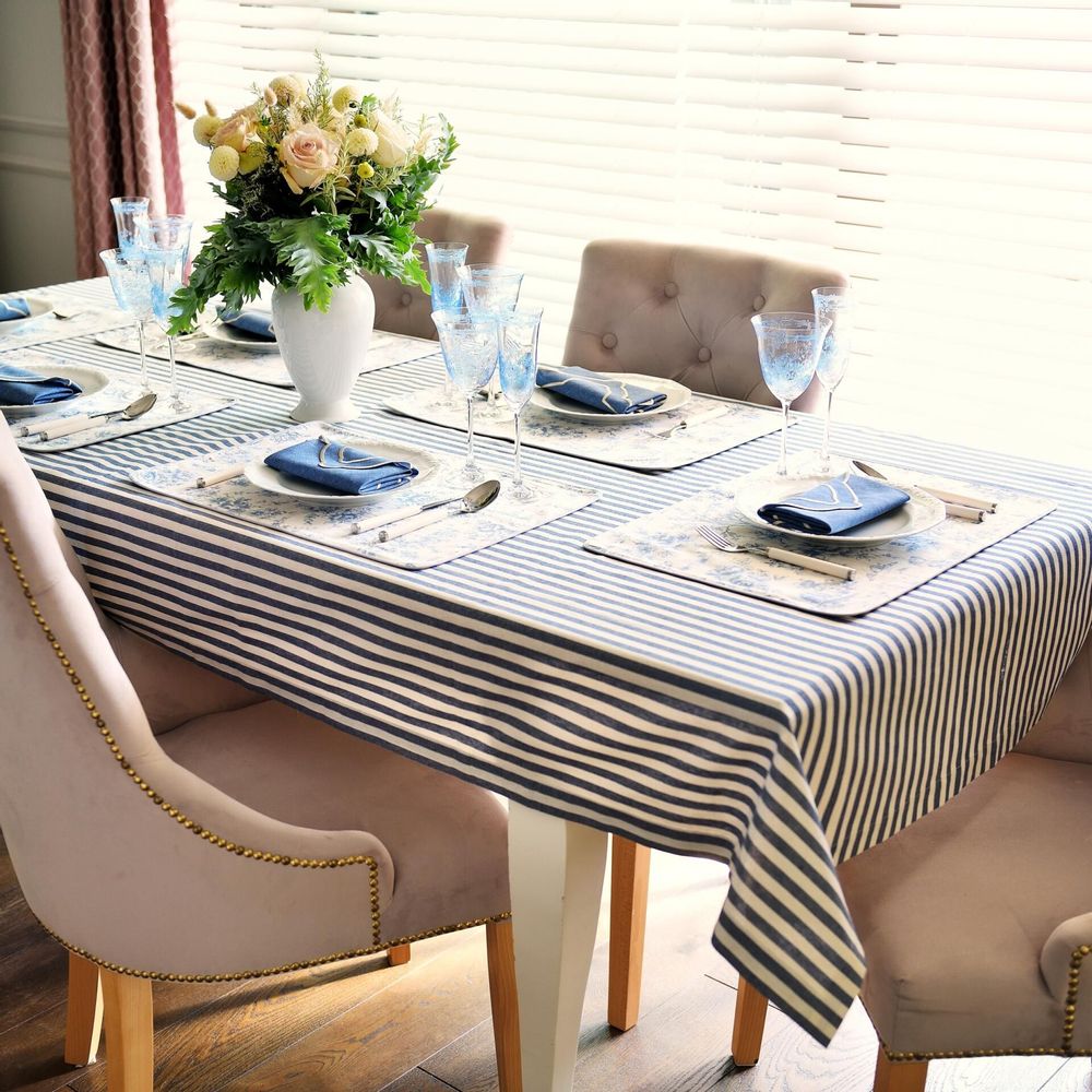 Placemats - Placemats Tablecloth Toile de Jouy Blue 6 pieces - ROSEBERRY HOME