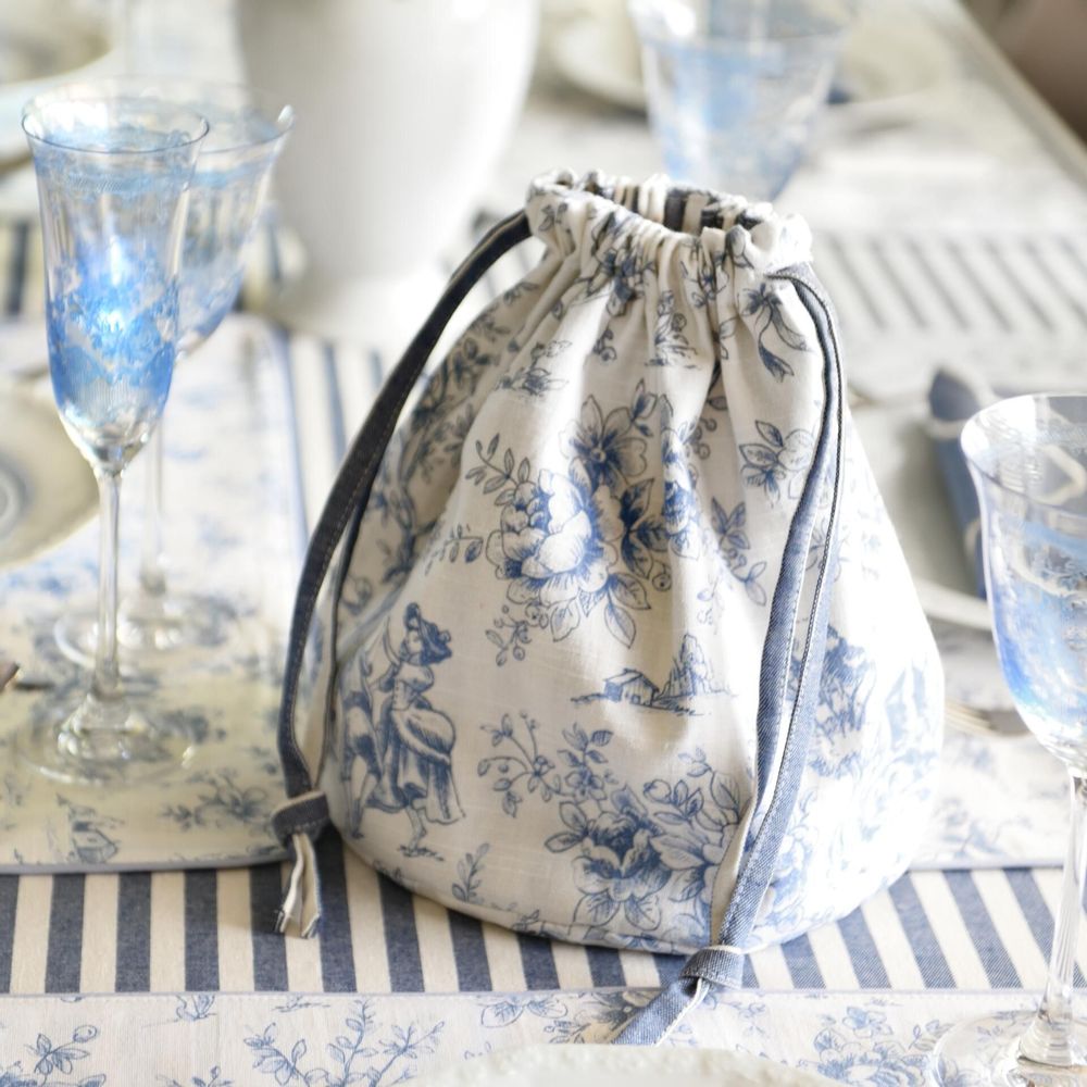 Placemats - Placemats Tablecloth Toile de Jouy Blue 6 pieces - ROSEBERRY HOME