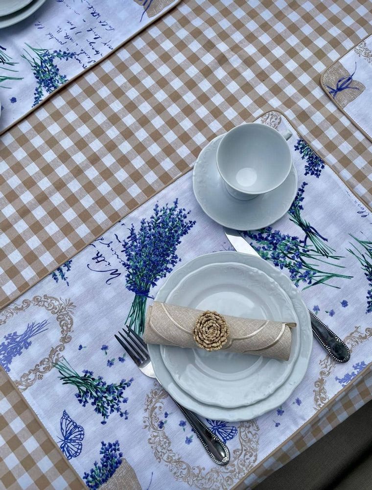 Nappes - Nappe de table Beige Gingham - 130 cm x 200 cm - ROSEBERRY HOME