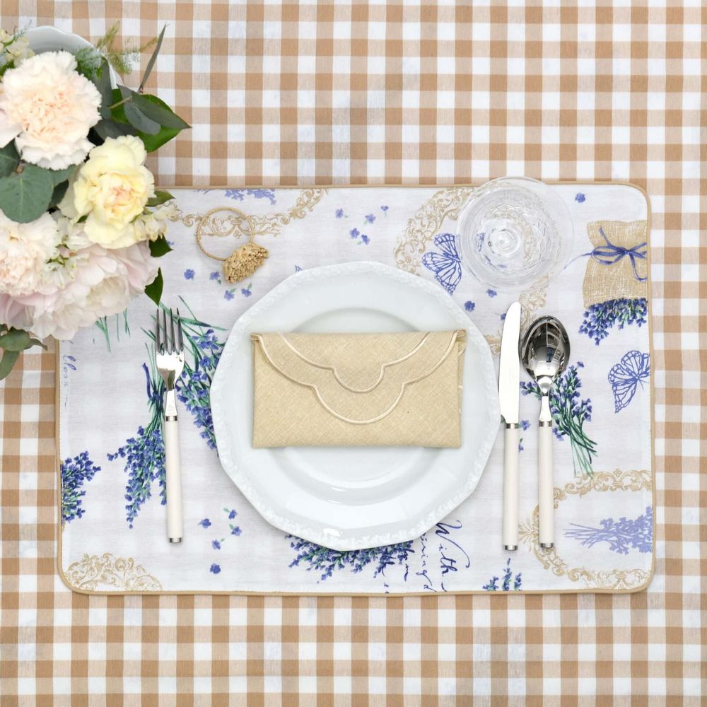 Nappes - Nappe de table Beige Gingham - 130 cm x 200 cm - ROSEBERRY HOME