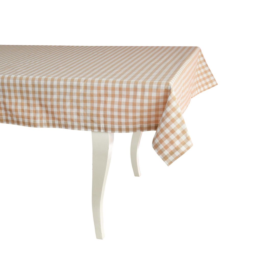 Table cloths - Tablecloth Beige Gingham - 130 cm x 300 cm - ROSEBERRY HOME