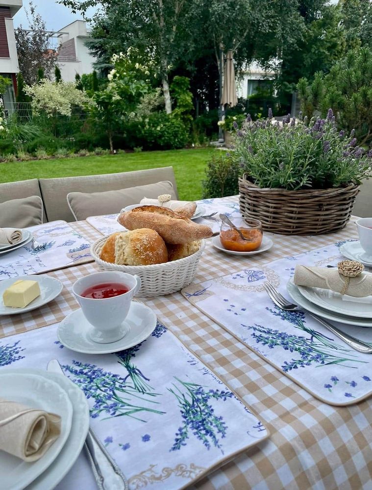 Table cloths - Tablecloth Beige Gingham - 130 cm x 300 cm - ROSEBERRY HOME