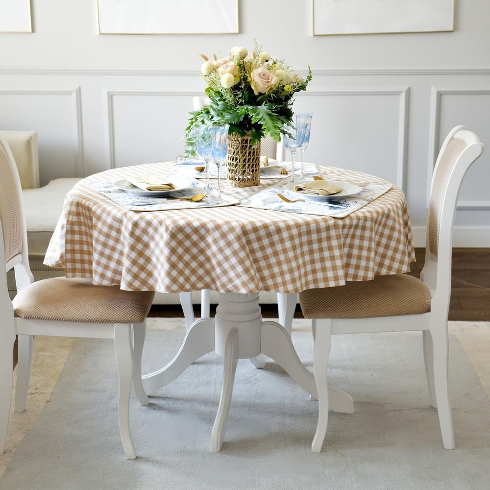 Table cloths - Tablecloth Beige Gingham - 160 cm - ROSEBERRY HOME