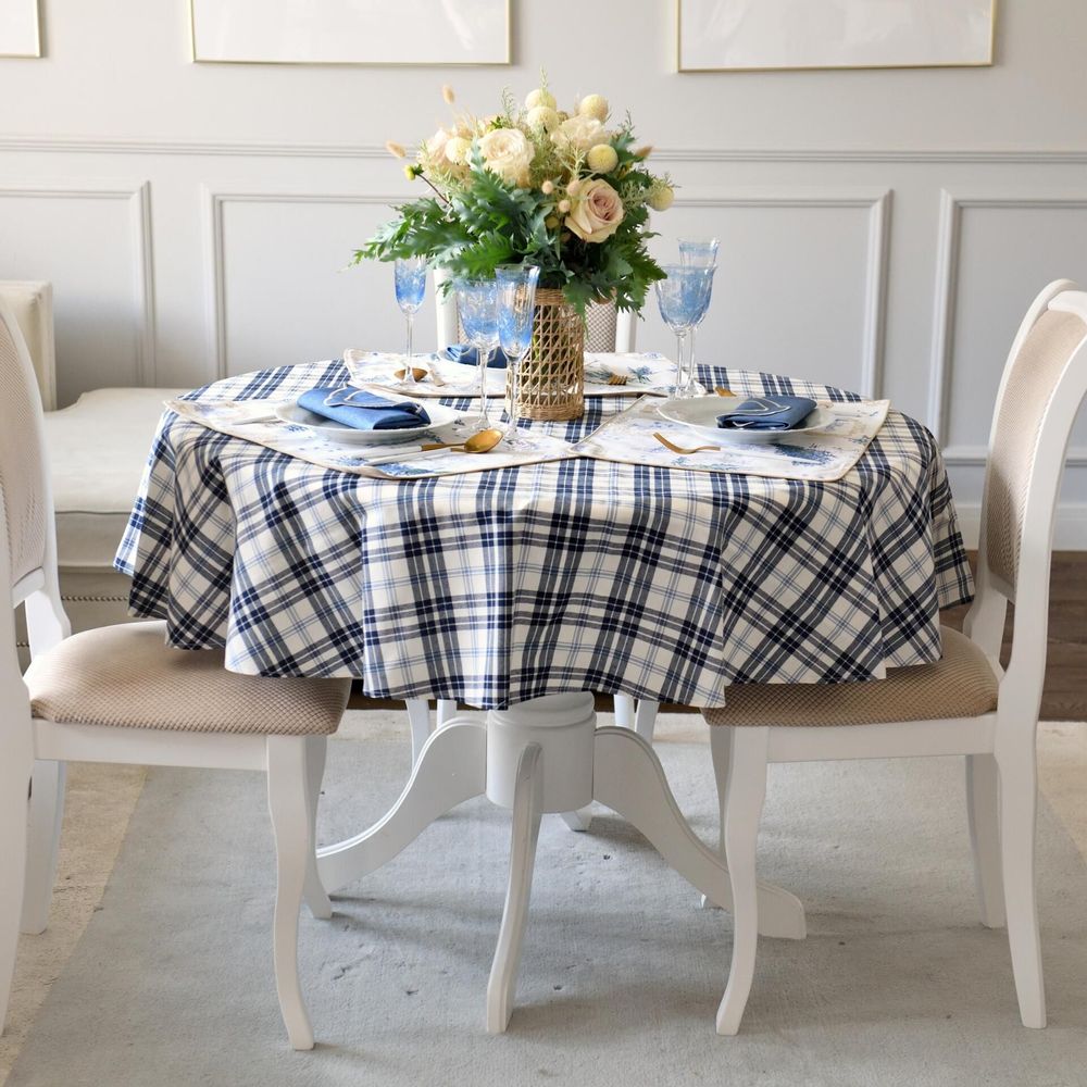 Table cloths - Tablecloth Blue Plaid - 130 cm x 300 cm - ROSEBERRY HOME
