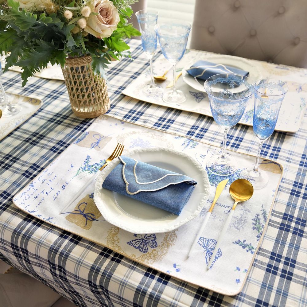 Table cloths - Tablecloth Blue Plaid - 210 cm - ROSEBERRY HOME