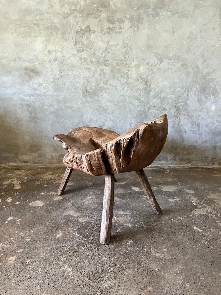 Fauteuils - Banc ou petit fauteuil de repos incliné en teck massif organique upcyclé L91 H42 l40 - OFFICE OBJETS