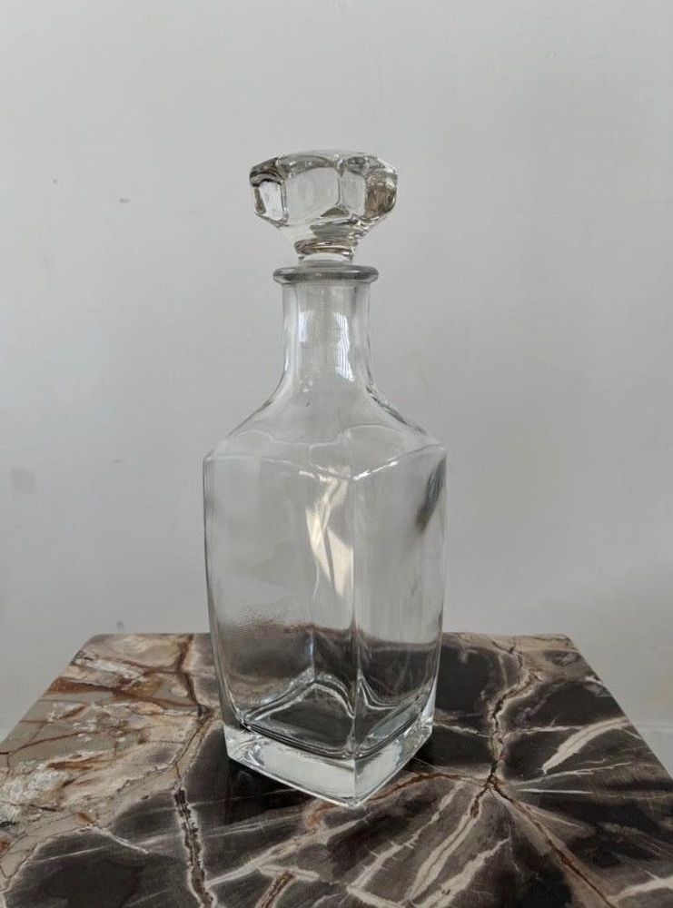 Carafes - Carafe à whisky en verre vintage de base rectangulaire H:26cm - OFFICE OBJETS