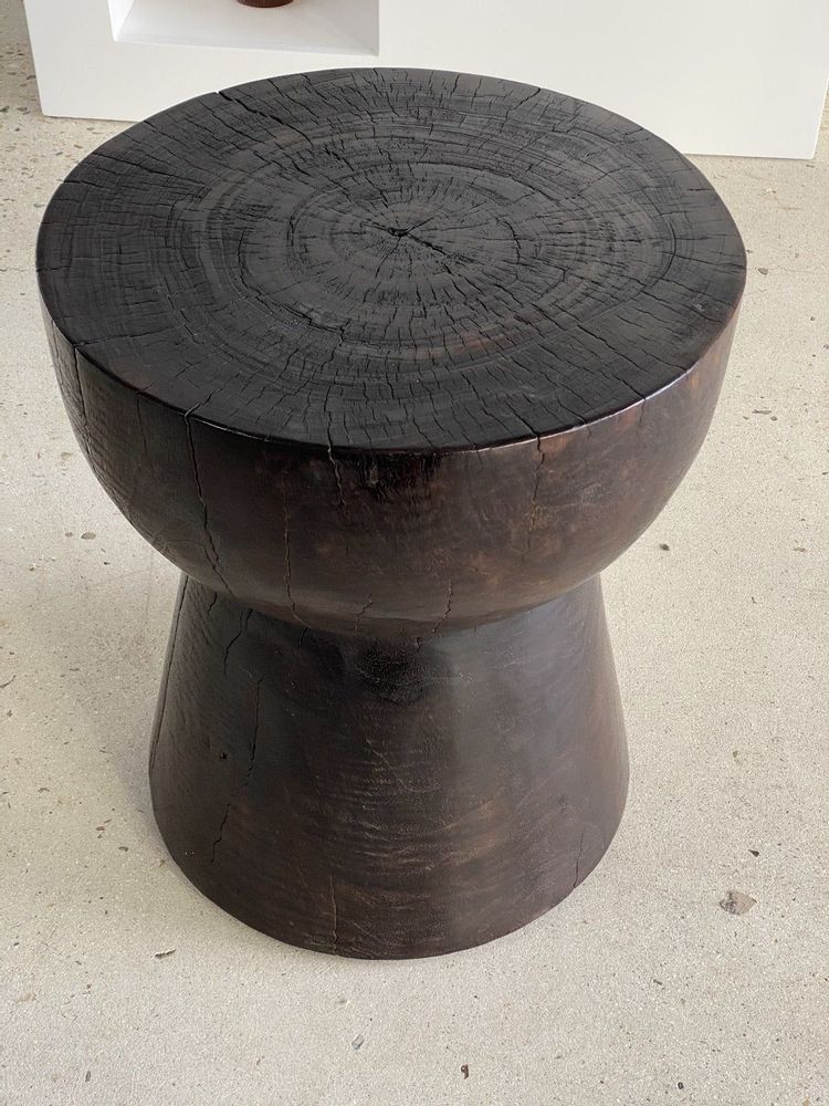 Stools - Monoxyl side table in solid wood, glossy brown color - OFFICE OBJETS