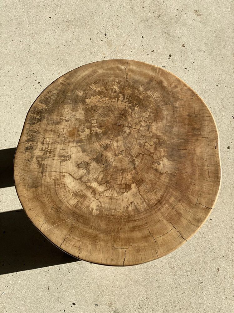 Tabourets - Bout de canapé monoxyle en manguier couleur naturelle assise demi-cercle - OFFICE OBJETS