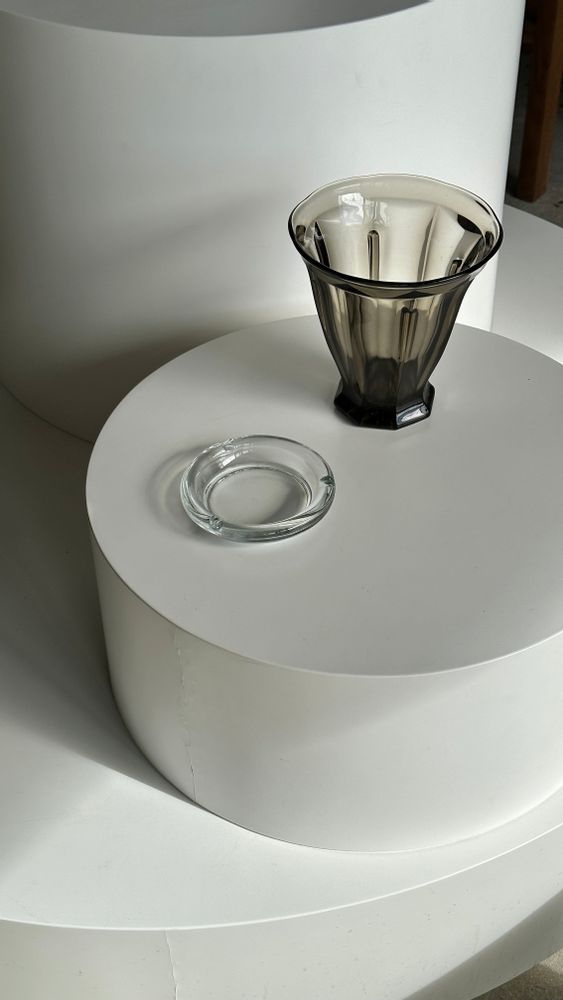 Accessoires à poser - Cendrier vintage transparent en verre italien D:12cm H:2,5cm - OFFICE OBJETS