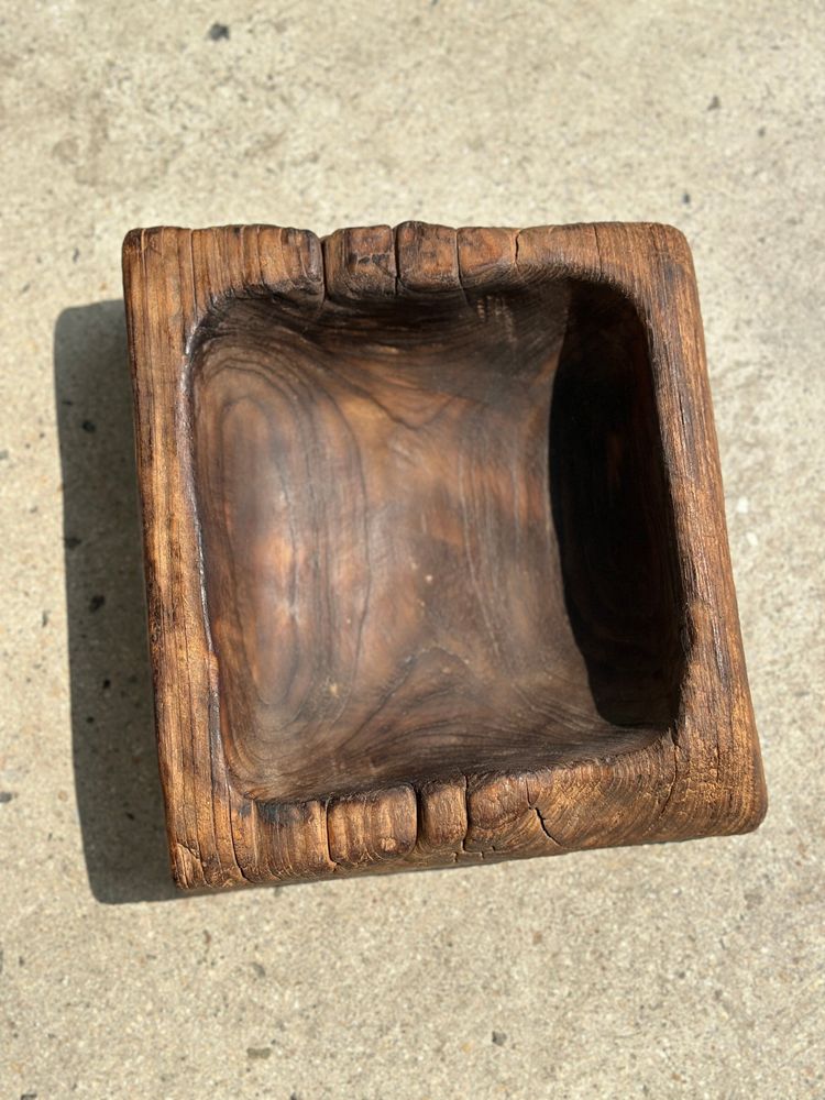 Sculptures, statuettes and miniatures - Square Dark Brown Asian Teak Cup - OFFICE OBJETS