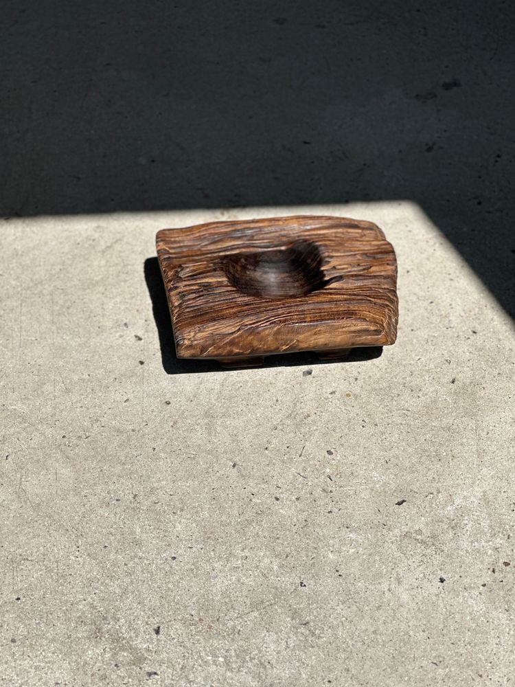Sculptures, statuettes and miniatures - Dark Brown Asian Teak Cup Square Hollow Circular - OFFICE OBJETS