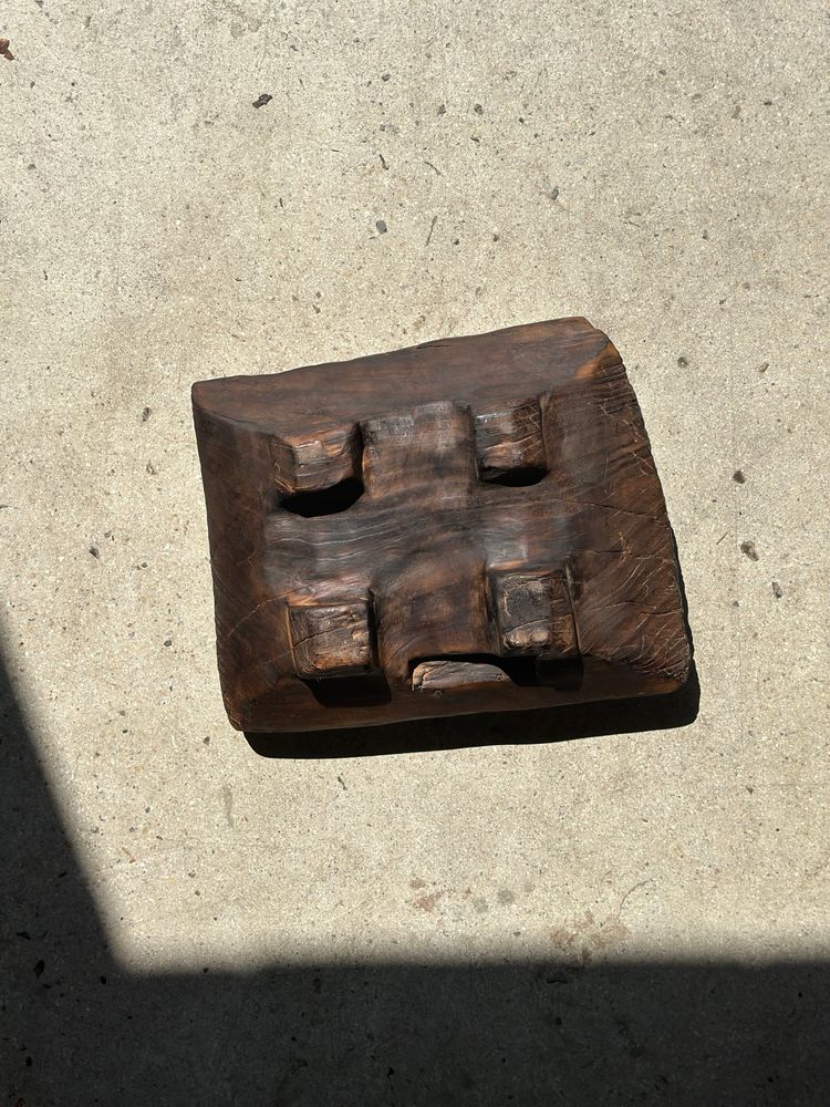 Sculptures, statuettes and miniatures - Dark Brown Asian Teak Cup Square Hollow Circular - OFFICE OBJETS