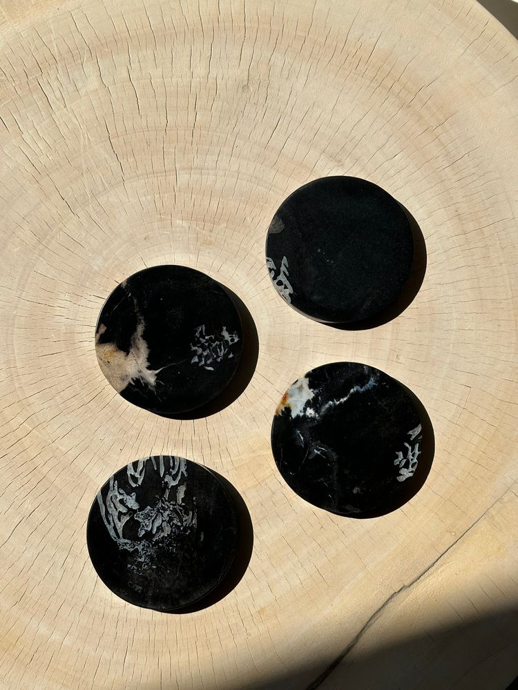Table mat - Set of 4 fossilized wood coasters (crystals) - OFFICE OBJETS