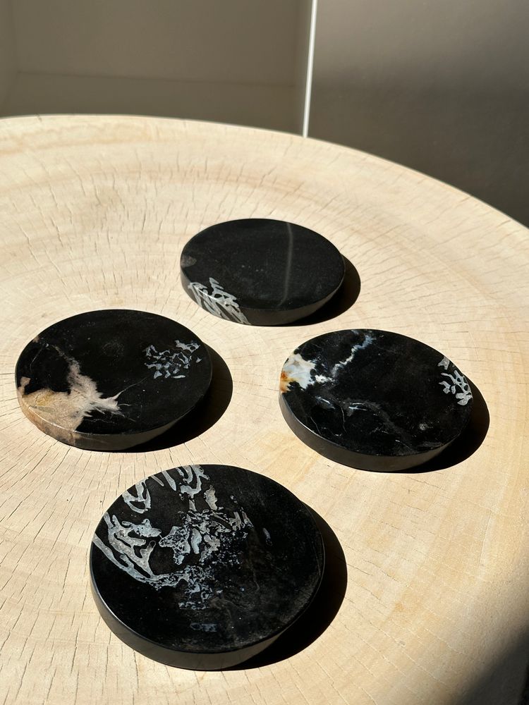Table mat - Set of 4 fossilized wood coasters (crystals) - OFFICE OBJETS
