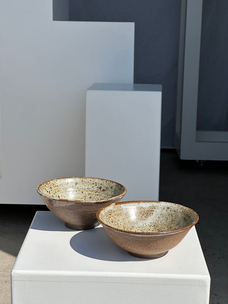 Bowls - Duo of ceramic bowls inside glazed outside matt raw earth - OFFICE OBJETS