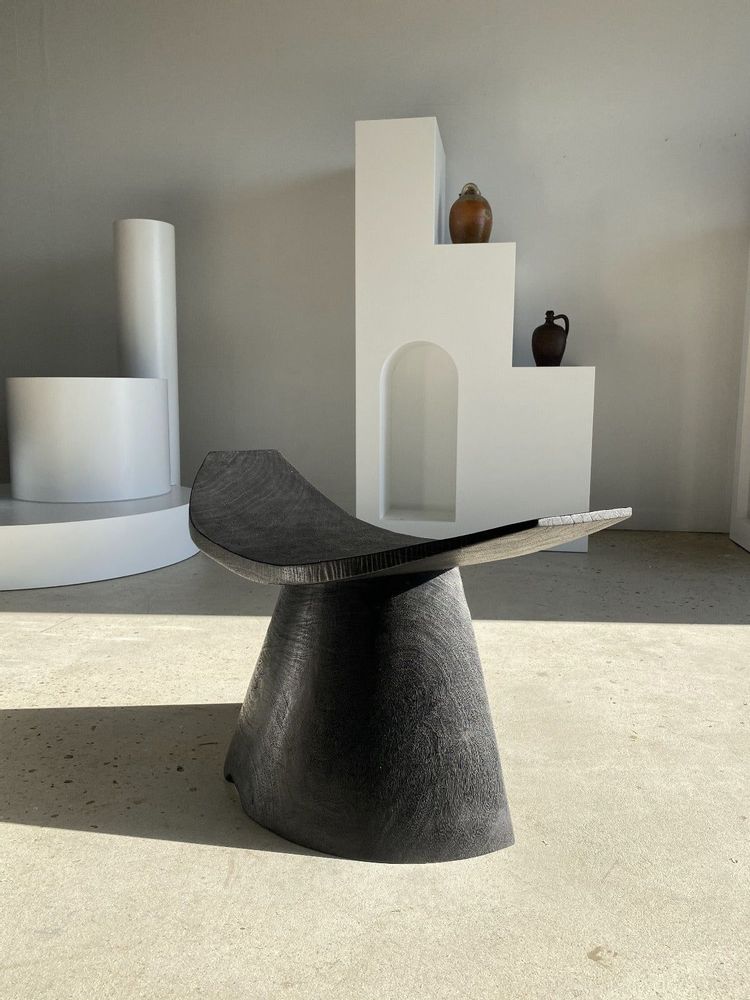 Fauteuils - Fauteuil design minimal en bois noir - OFFICE OBJETS