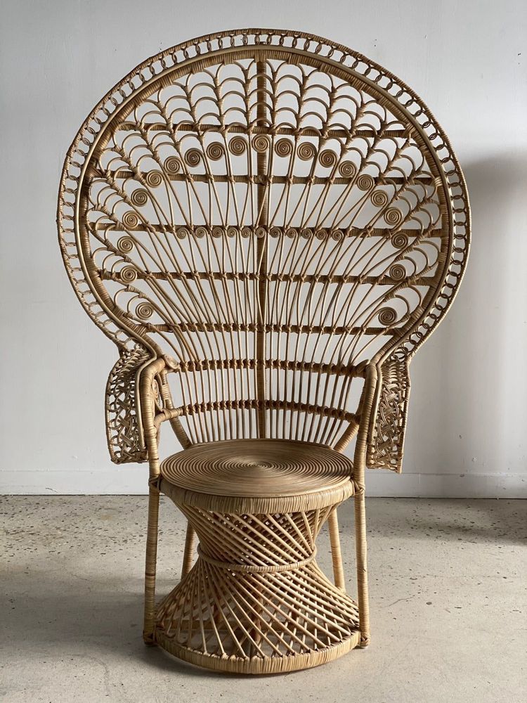 Fauteuils - Fauteuil Emmanuelle en rotin motifs peacock - OFFICE OBJETS