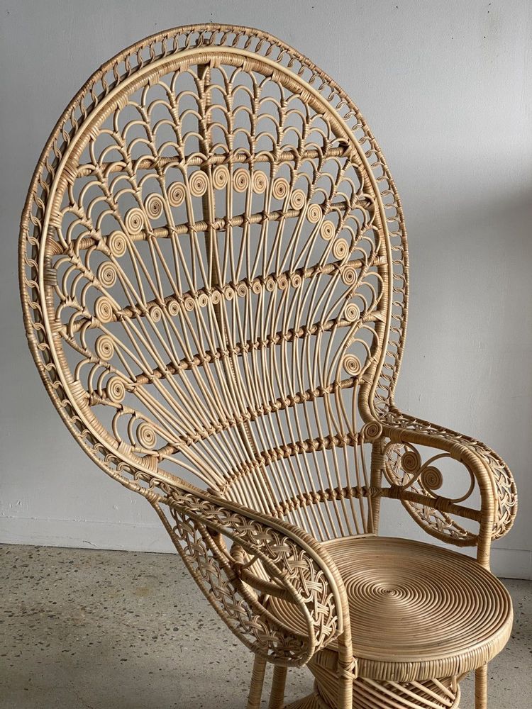 Fauteuils - Fauteuil Emmanuelle en rotin motifs peacock - OFFICE OBJETS