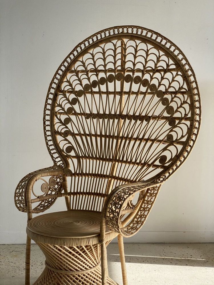 Fauteuils - Fauteuil Emmanuelle en rotin motifs peacock - OFFICE OBJETS