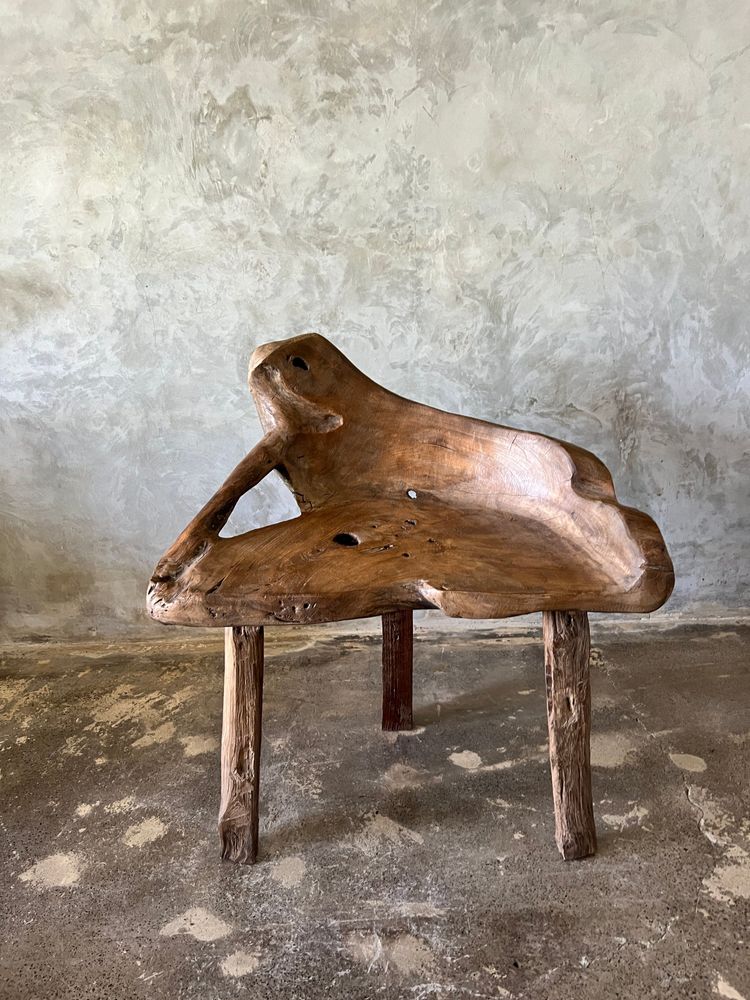 Armchairs - Armchair in solid organic teak, monoxyl seat, openwork back - OFFICE OBJETS