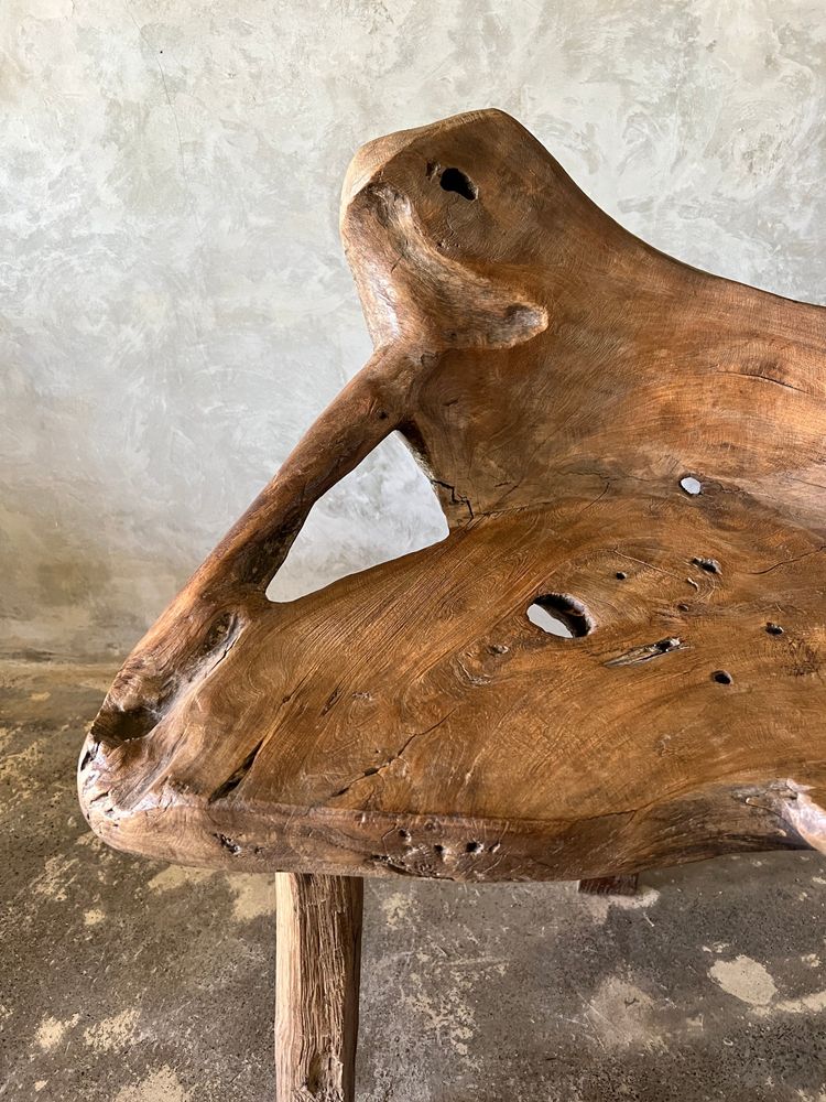 Armchairs - Armchair in solid organic teak, monoxyl seat, openwork back - OFFICE OBJETS