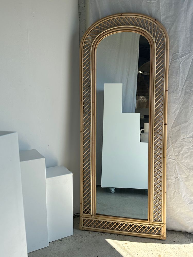 Mirrors - Large rattan floor mirror with lattices 2m x 80cm - OFFICE OBJETS