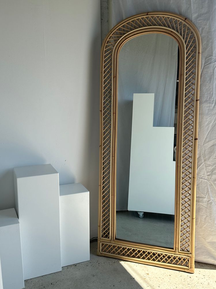 Mirrors - Large rattan floor mirror with lattices 2m x 80cm - OFFICE OBJETS