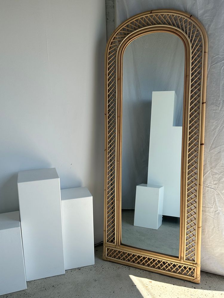 Mirrors - Large rattan floor mirror with lattices 2m x 80cm - OFFICE OBJETS