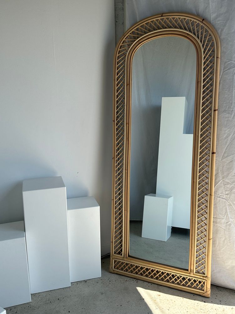 Mirrors - Large rattan floor mirror with lattices 2m x 80cm - OFFICE OBJETS