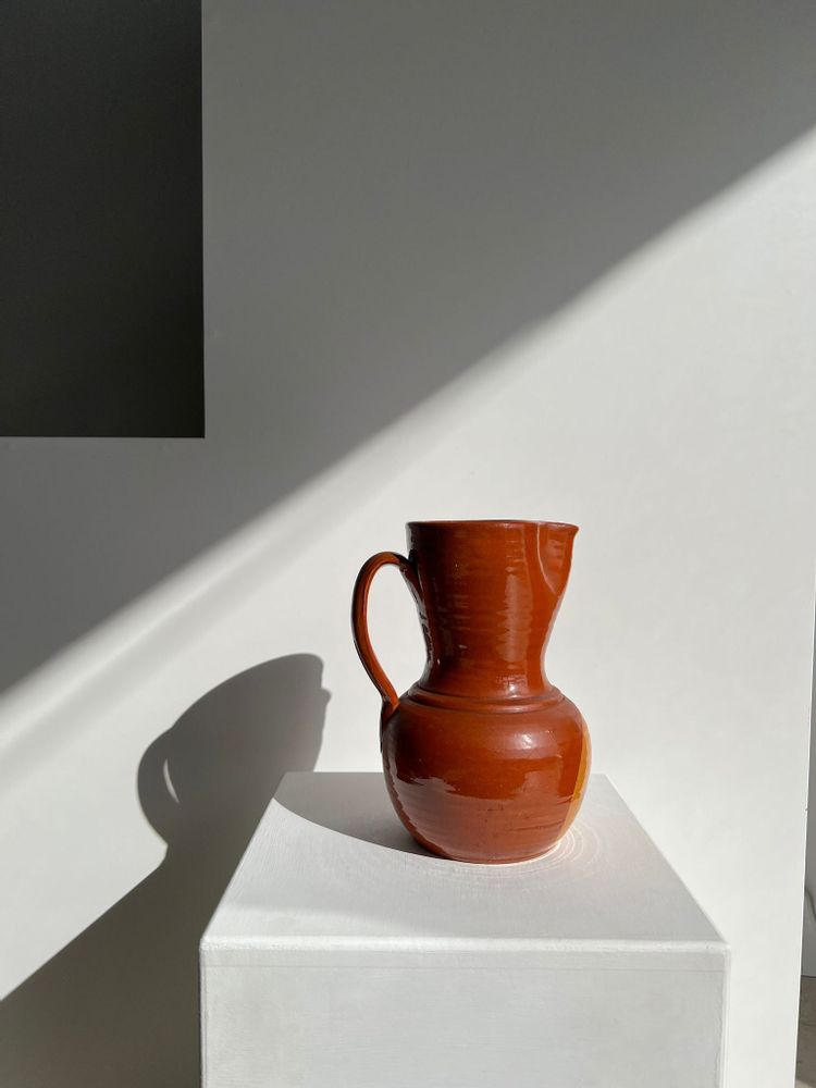 Carafes - Grand pichet à vin en céramique marron bicolore H : 24cm - OFFICE OBJETS