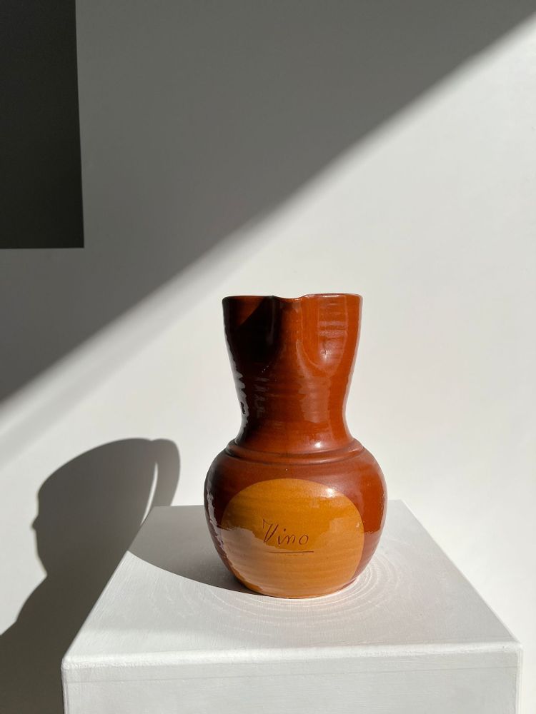 Carafes - Grand pichet à vin en céramique marron bicolore H : 24cm - OFFICE OBJETS