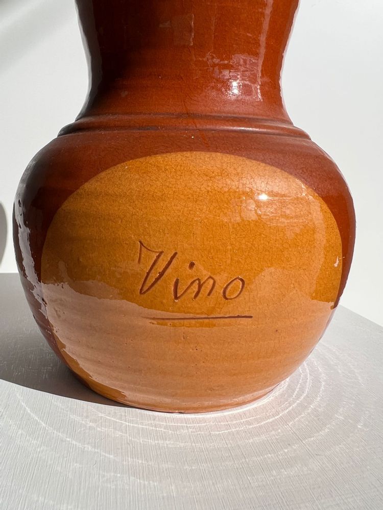 Carafes - Grand pichet à vin en céramique marron bicolore H : 24cm - OFFICE OBJETS