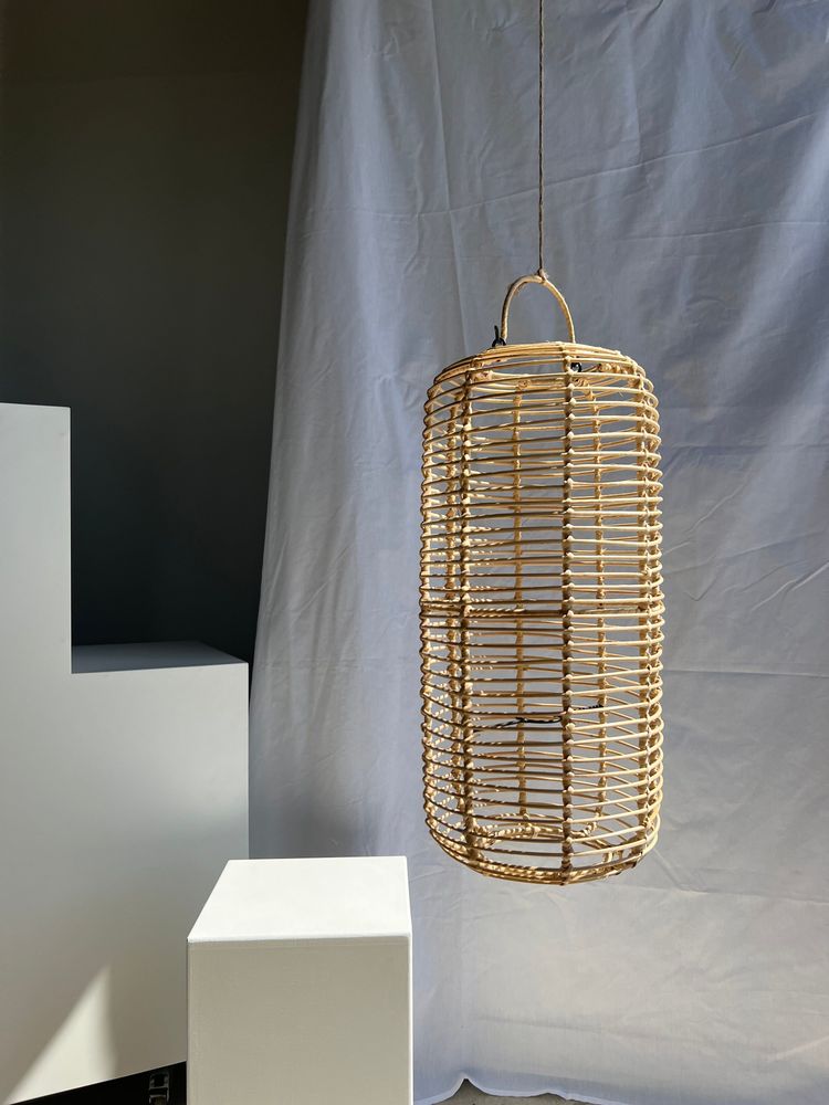 Suspensions - Grande suspension en rotin en forme de lanterne H50 D24 - OFFICE OBJETS